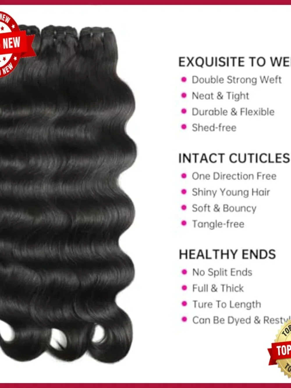 22 24 26 Inch Body Wave Human Hair Extensions 3 Bundles Virgin Hair
